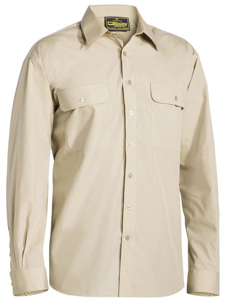 Mens permanent Press Long Sleeve Shirt - BS6526 - Bisley Workwear